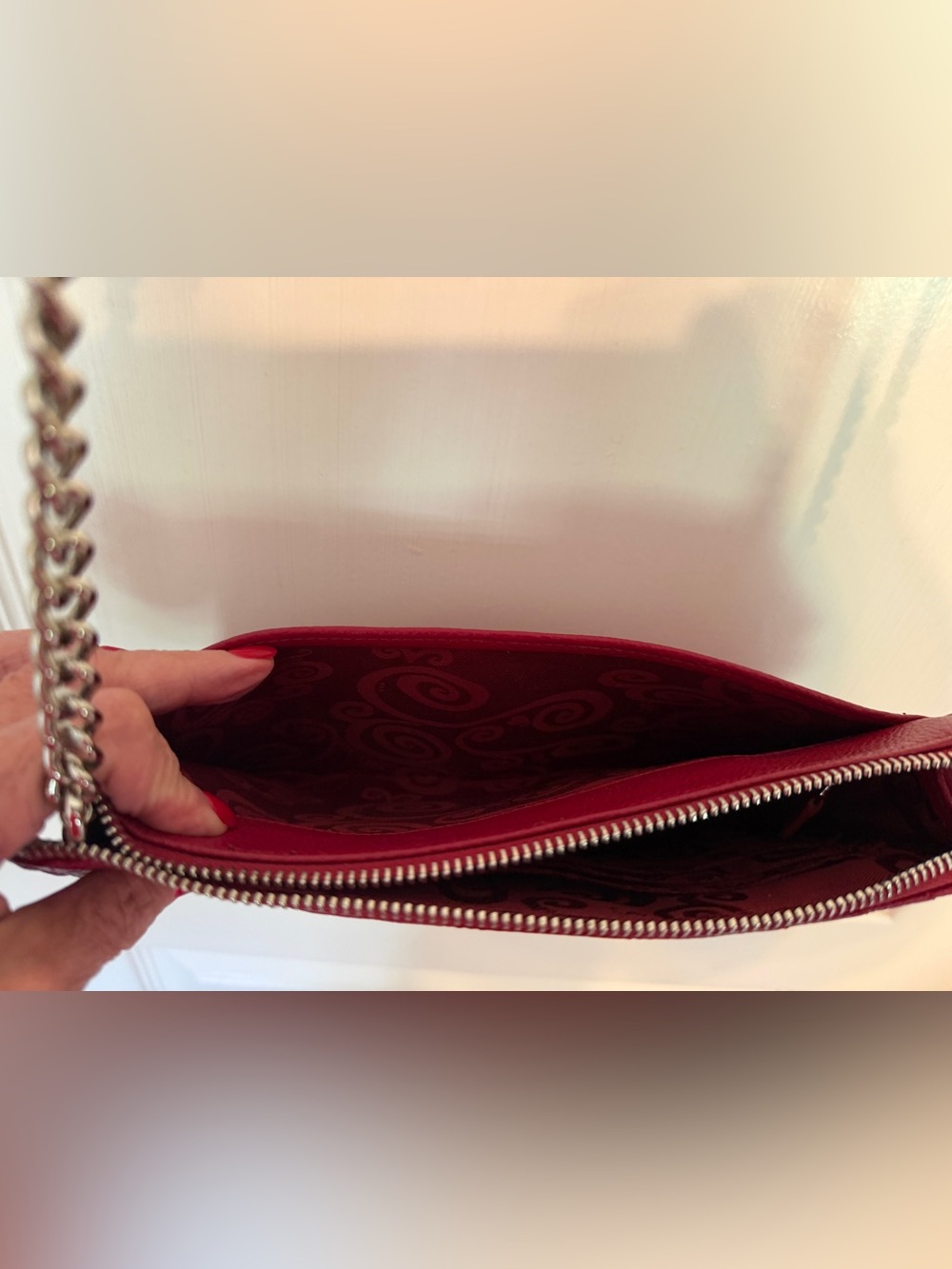 Brighton Red Quilted Crossbody with Silver Heart Accent - Picture 3 of 6